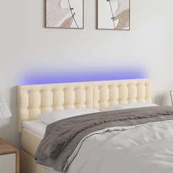 vidaXL À LED Meuble De Chambre À Coucher 144x5x78/88 cm Double Tête De Cadre de Lit Intérieur Crème Tête de lit