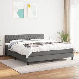 vidaXL Boxspringbett mit Matratze 180x200 cm Dunkelgrau Rahmenbett