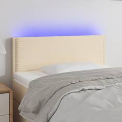 vidaXL med LED-lys 100x5x78/88 cm Stof Cremefarvet Sengegavl