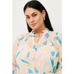 Zizzi Råhvid chiffon tunika med mønster pastel farver