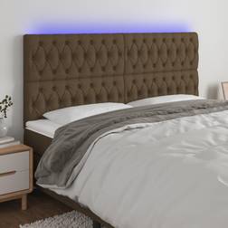 vidaXL À LED Meuble De Chambre À Coucher Accessoire Double Tête De Cadre de Lit Intérieur Marron Foncé 200x7x118/128 cm Tête de lit