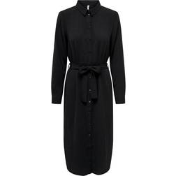 JDY Tie Waist Midi Shirt Dress - Black