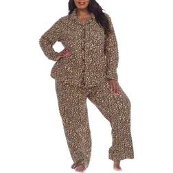 White Mark Womens Plus Long Sleeve 3-Piece Pajama Set