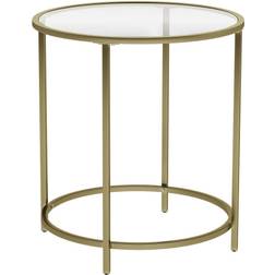 Vasagle Gyldent Sidebord Rund Hærdet Glas Guld Stål Sofabord