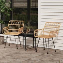 vidaXL Garden Chairs with Armrest PE Rattan 56x64x80 cm 2 pcs Garden Dining Chair