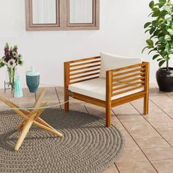 vidaXL Silla De Jardín Y Cojines Blanco Crema Madera Maciza De Acacia