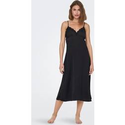 Only Ghita S/L Satin Lace Nighgown Black