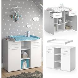 VICCO Wickelkommode Wickeltisch Wickelregal Leonie mit Wickelaufsatz Babyregal