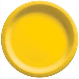 Amscan 69915.09 Disposable Round Dinner Paper Plates Tablewear Party Supplies, 10.5” Yellow