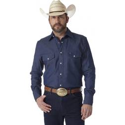 Wrangler Långärmad Arbetsskjorta Med Tryckknappar - Blå
