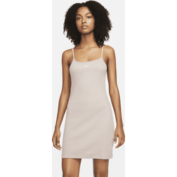 NIKE Women's Sportswear Essential Ribbed Dress Diffused Taupe/White