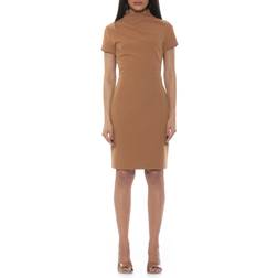 Alexia Admor Sadee Draped Mockneck Sheath Dress - Camel