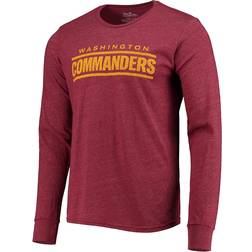 Men's Washington Commanders Threads Burgundy Wordmark Tri-Blend Long Sleeve T-shirt