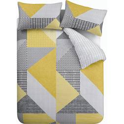 Catherine Lansfield Larsson Geo Duvet Cover Pink, Blue, Yellow, Grey (200x200cm)