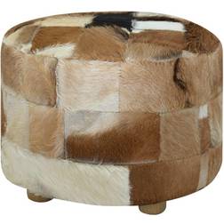 vidaXL De Piel Genuina Redondo 50x50x45 cm - Multicolor Puf