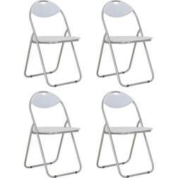 vidaXL Sillas Comedor Plegables 4 Unidades Cuero Sintético Blanco Silla de Cocina 2pcs