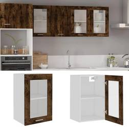 vidaXL Pensile Vetro Rovere Fumo 40x31x60 cm Legno Multistrato Marrone Mobile a Parete