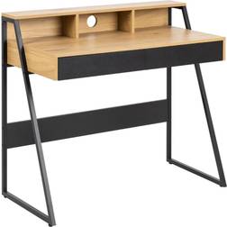 Living Home Reece 1 Drawer Office Oak Black Writing Desk