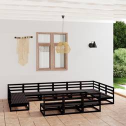 vidaXL Divani Giardino 13 pz in Legno Massello di Pino - Nero Set da Lounge da Esterno