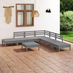 vidaXL Bois Pin Massif de Jardin 8 pcs Ensemble de Salon d'Extérieur