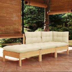 vidaXL gräddvita dynor 3 Loungeset