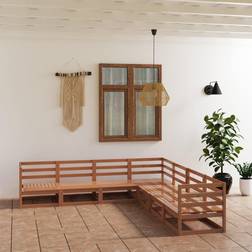 vidaXL Salotto Giardino 7 pz Marrone Ambra Legno Massello Pino Set da Lounge da Esterno