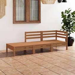 vidaXL 3 Piece Garden Honey Brown Solid Pinewood Outdoor Lounge Set