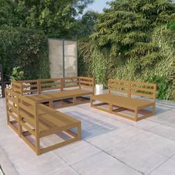 vidaXL Salotto Giardino 7 pz Marrone Ambra Legno Massello Pino Set da Lounge da Esterno