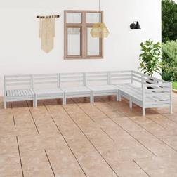 vidaXL 7 Piece Garden Solid Wood Pine White Outdoor Lounge Set