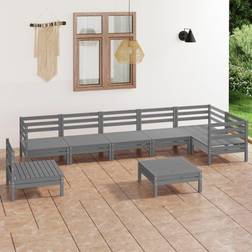 vidaXL Bois Pin Massif de Jardin 8 pcs Mobilier de Patio de Meubles de Terrasse Meubles Ensemble de Salon d'Extérieur