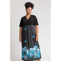 Roman Curve Floral Border Print Maxi Dress