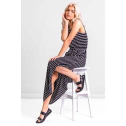 Dusk Striped Draw Cord Maxi Dress