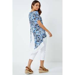 Roman Floral Print Chiffon Hem Tunic