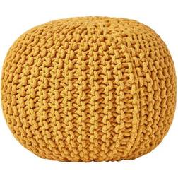 Homescapes Knitted Mustard Pouffe 35cm