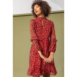 Dusk Animal Frill Detail Chiffon Dress