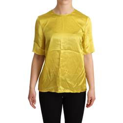 Dolce & Gabbana Yellow Silk Short Sleeve Blouse Women's T-shirt