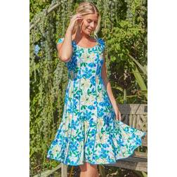 Roman Floral Garden Print Panel Dress