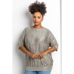 Roman Curve Shimmer Pleated Blouson Top