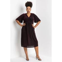 Roman Curve Shimmer Wrap Midi Dress