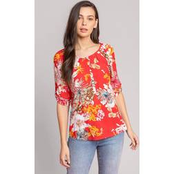 Roman Bold Floral Print Button Top