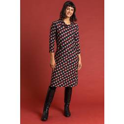 Roman Shell Print Cowl Neck Dress