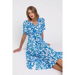 Roman Tiered Contrast Floral Print Dress