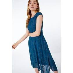 Roman Embroidered Sequin Hanky Hem Dress