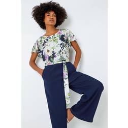 Roman Floral Print Contrast Jumpsuit