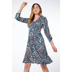 Roman Abstract Frill Hem Dress