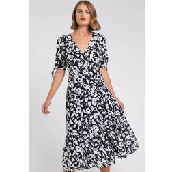 Roman Tiered Floral Print Wrap Dress