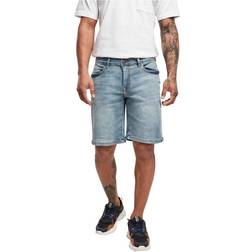 Urban Classics Herrshorts, avslappnad passform, jeansshorts, korta byxor för män, vanligt snitt, färger, storlekar 28–44, Lätt destroyed tvättad