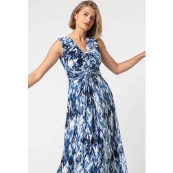 Roman Abstract Print Twist Front Maxi Dress - Blue