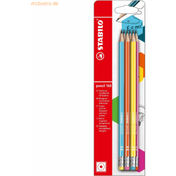 Stabilo 10 x Schulbleistift sechskant mit Radierer pencil 160 HB Blist