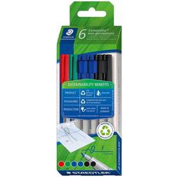 Staedtler Lumocolor 6 Stk Rød Blå Grøn Rød